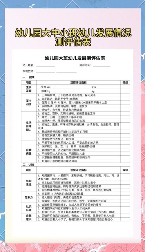 小班幼儿发展评价表评语